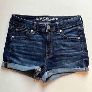 American Eagle Dark Wash Denim High Rise Shortie Shorts: Size 4